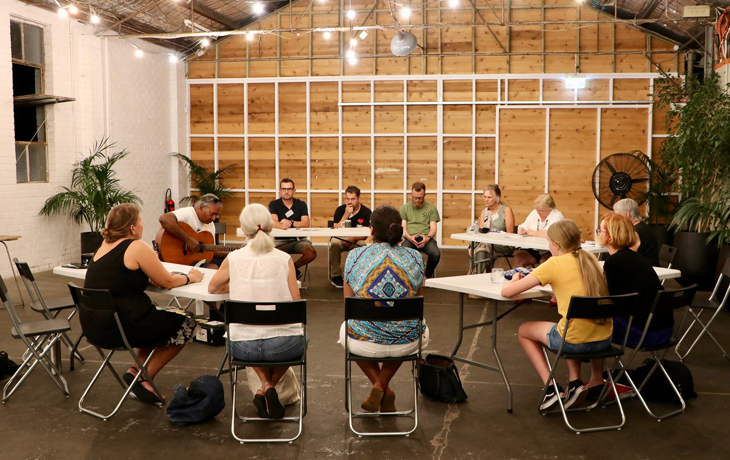 Participants attending Walyalup Kannajil's Song-Writing Workshop with George Walley, Stackwood, Fremantle