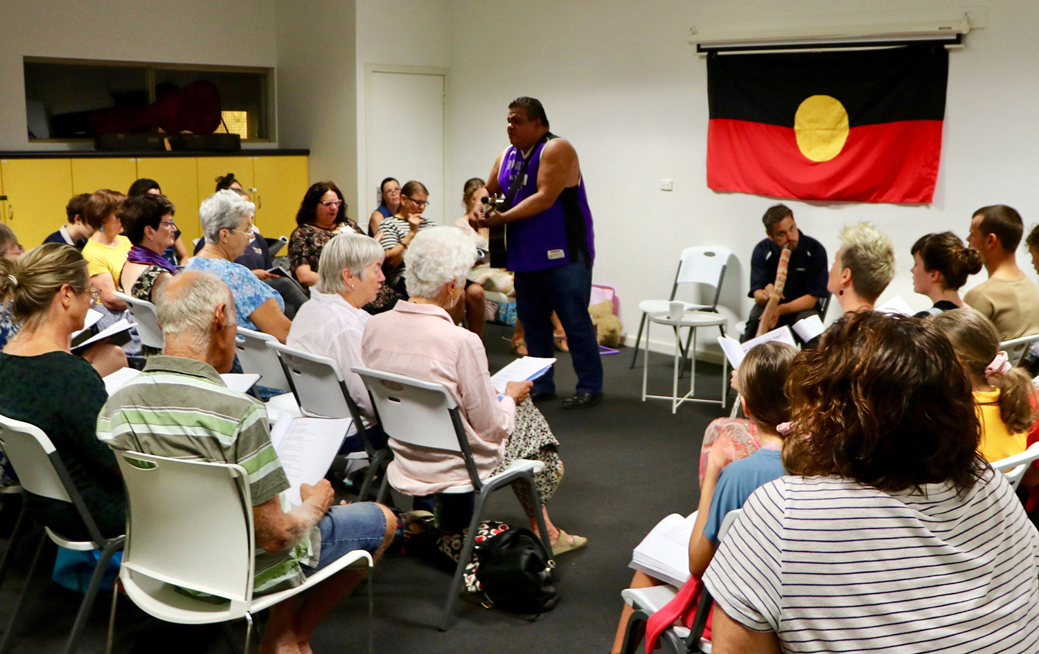 Phil Bartlett leading the Walyalup Kannajil Community Choir