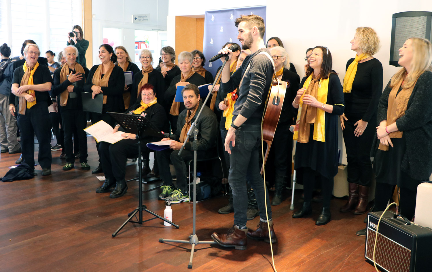 Kobi Morrison leading Walyalup Kannajil NAIDOC Week Performance, Fremantle PCYC, Hilton